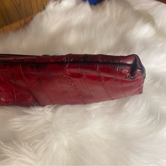 Vintage‎  red eel skin clutch crossbody purse - Picture 13 of 13